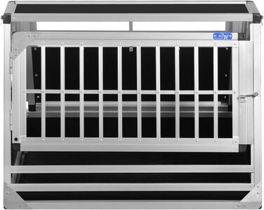 Алюмінієва переносна клітка для собак Transportbox N60 58x86x63 см з аварійним виходом та захистом від ударів, для безпечного транспортування в автомобілі