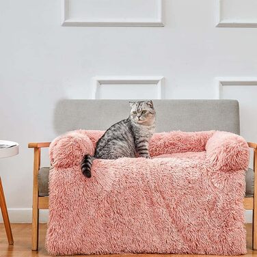 Крісло-ліжко для собак Danchen з заспокійливим бортиком, розкішне ліжко для тварин, софа для котів та собак, захист меблів з антиковзною основою, можна прати, м'яке, тепле, - 90 x 80 x 13 см (2XL, рожеве)