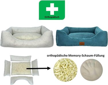 Ортопедичне ліжко для собак Elropet з м'якого корду, кошик для собак, XS/S/M/L/XL, блакитний колір, розмір XS (65x50x18 см)