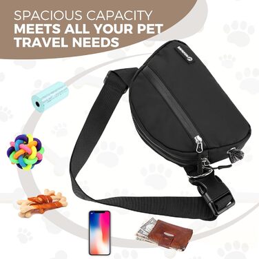 Сумка для дресирування собак Leckerlibeutel, з невеликим кишеньковим мішечком, вбудованим диспенсером для пакетів та тримачем для собачих екскрементів, кремового кольору (чорний)