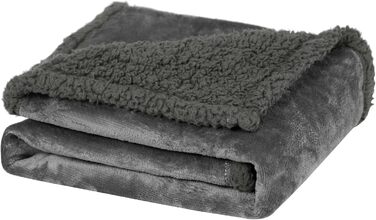 Водонепроникний килимок для собак, миючий, 120 x 100 см, двосторонній, для собак та котів середніх та великих порід, захист дивану та ліжка, м'який фліс Sherpa та фланель, сірий L (120 x 100 см)