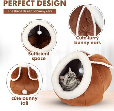 Квіткове ліжко для котів у приміщенні, будиночок для котів, меблі для тварин, ліжко для кошенят, намет, печера, м'яке ліжко для собак середніх порід з знімним, пральним, м'яким подушечком, Рожевий (Коричневий)