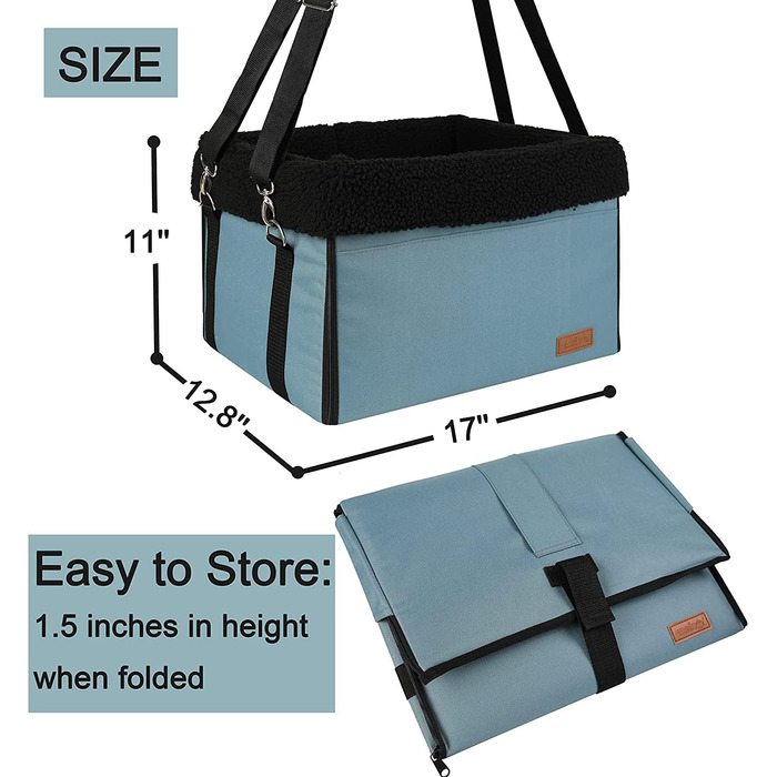 Автомобільний лежак для собак - міцний, знімний флісовий вкладиш, для маленьких та середніх собак, синій