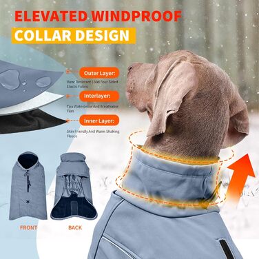 Водонепроникний зимовий одяг для собак Petcute - тепла куртка-жилет для собак з отвором для повідка (XXL, блакитний)
