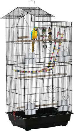 Клітка для птахів PawHut 46x36x100 см, з годівницями та жердочками, для хвилястих папуг, корел, канарок