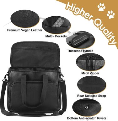 Лававін Чорна дорожня сумка для собак та котів, дорожній набір, з контейнерами для їжі та мисками, схвалена авіаперевізниками