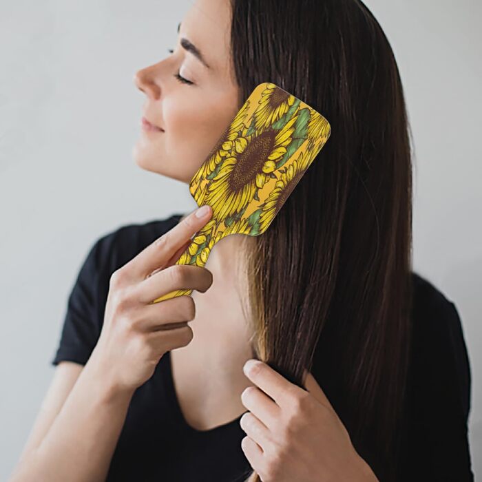 Щітка для волосся з акварельним малюнком собак, нейлонові щетинки для густого, кучерявого, тонкого, довгого, короткого, мокрого або сухого волосся, надає блиск та є безпечною для волосся, (акварельний колір соняшника)