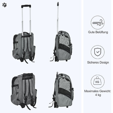 PawHut Dog Trolley 2-в-1 сумка-тоут і рюкзак для домашніх тварин, дихаючий, тканина Оксфорд, з дверима та вікном | Аосом