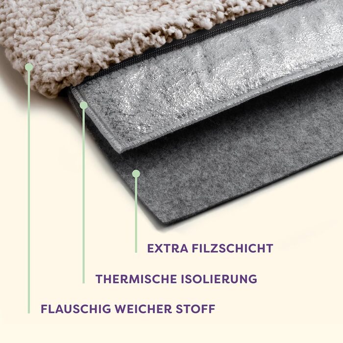 Самогріюча ковдра для собак та котів, коричнева, 60x45 см - м'яка та затишна ковдра для котів - з шумопоглинанням - знімний та пральний чохол - з антиковзною основою