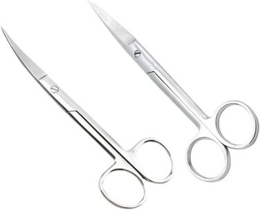 Набір з 2 ножиць для грумінгу тварин з нержавіючої сталі з прямим та вигнутим лезом, ергономічні ручки, для салону або дому