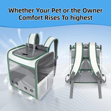 Рюкзак-переноска для котів та собак SWIHELP, зелений. Безпечний рюкзак-переноска для маленьких тварин, ідеальний для подорожей.