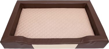 Ліжко для собак, лежанка для собак, диван-лежанка для собак, подушка для собак, місце для відпочинку, матрац для собак, хатинка для собак, місце для собаки, кошик для собак, лежанка для собак 93x62 см (XXL, коричнева ЕКО-шкіра, бежевий матрац)