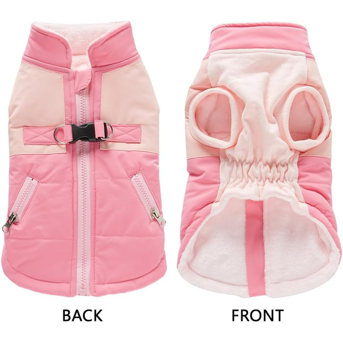 Водонепроникний зимовий пуховик для собак, тепла жилетка для малих та середніх собак, рожевий, розмір S