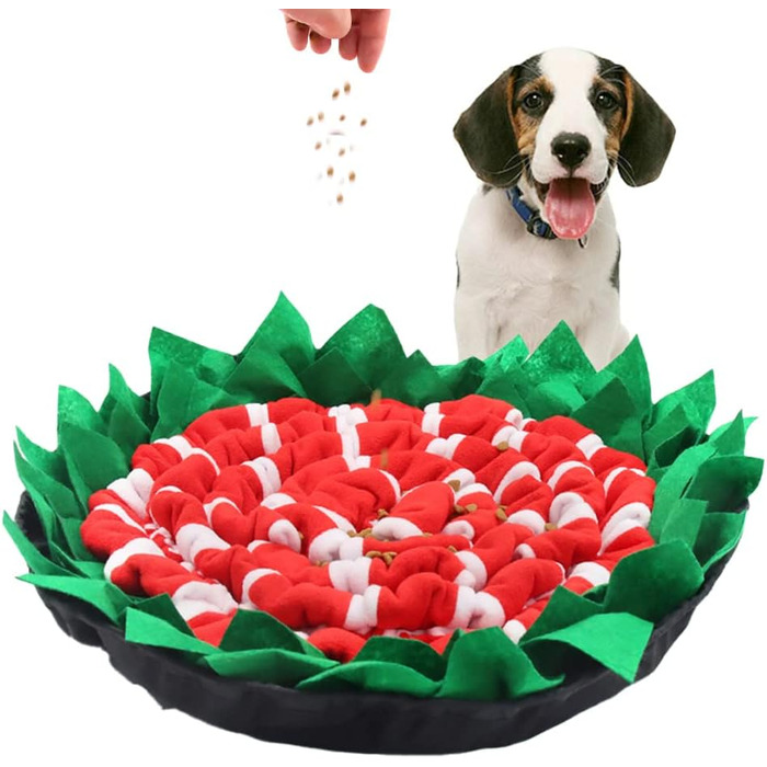 Килимок для собак Naglreia - інтелектуальна іграшка для приховування корму, міцний, інтерактивний, сприяє природному пошуку їжі, миється, не слизький, 50*50 см (зелений/червоний)