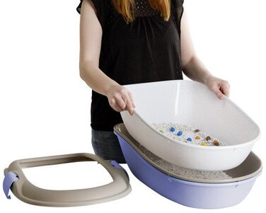 Туалет для котів Stefanplast Furba Maxi з сіткою та двома лотками, високий борт