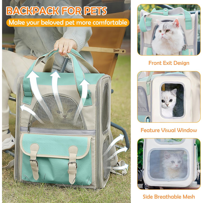 Рюкзак для тварин ALLSOPETS з сітчастим вікном: зручний та дихаючий для котів та собак, ідеальний для подорожей та прогулянок (Блакитний)