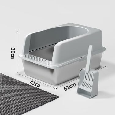 Котлові туалети RhymBar для котів з нержавіючої сталі 60 x 40 x 31 см, 28 л, велика місткість, витокостійкий, напівзакритий