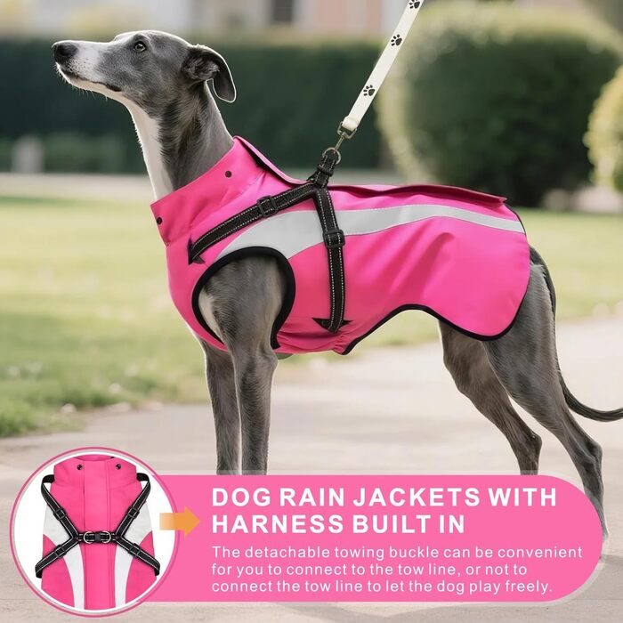 Водонепроникний дощовик для собак Oslueidy: дощовик з капюшоном для малих, середніх та великих собак, цуценят S-XXL (Рожевий, M)