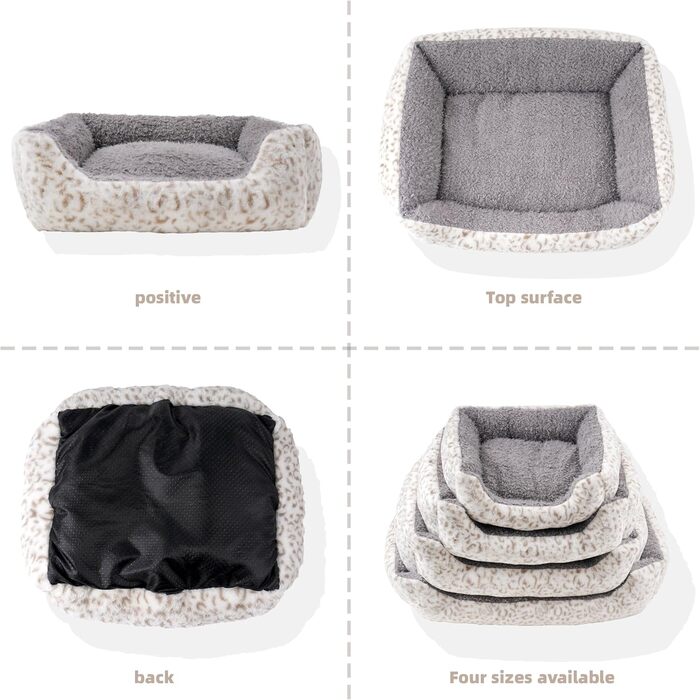 М'яке ліжко для собак Roypet, антиковзаюче, для цуценят, собак та котів, прямокутне, з матрацом, сіре, розмір M