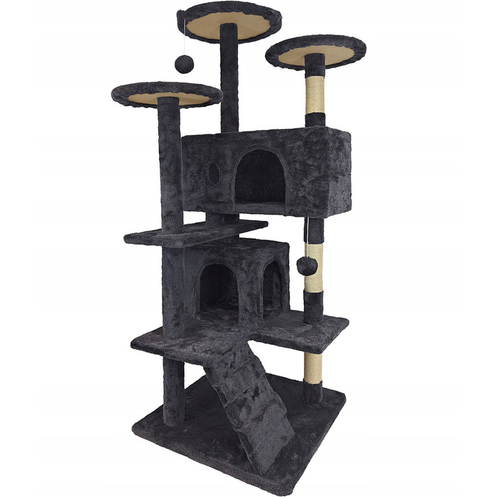 Високий кігтеточка для котів Mersjo, чорна, 138 см, сизаль