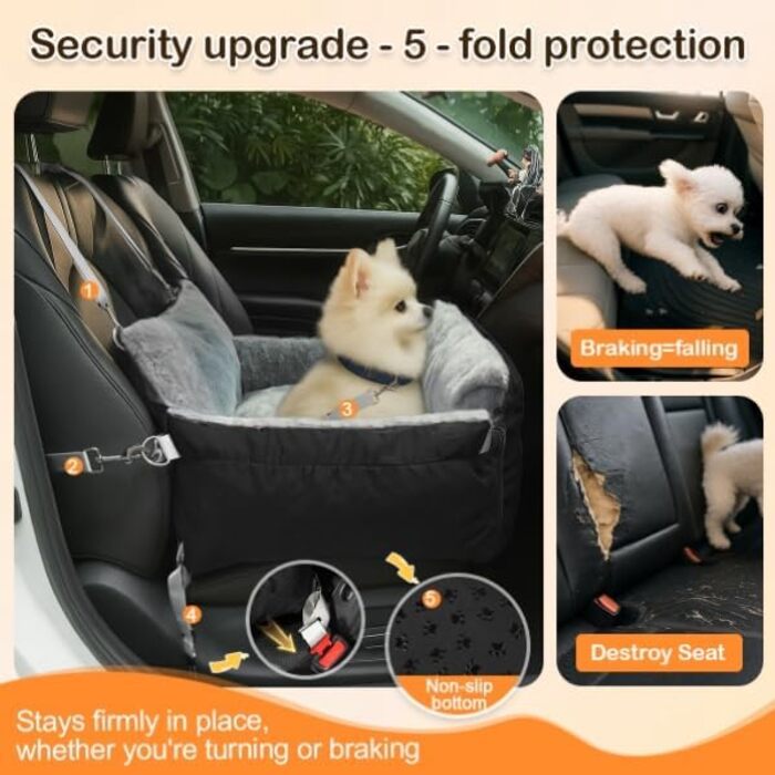 Автомобільний лежак для собак 3-в-1 – переносна лежанка для маленьких собак, з розкладною поверхнею, м'яким матрацом, для переднього та заднього сидіння, чорний