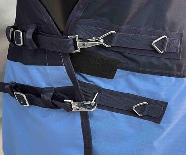 Зимова кінська попона eQuitack, 600D, 50 г, водонепроникна, високий комір, багатобарвна, 165 см, синя