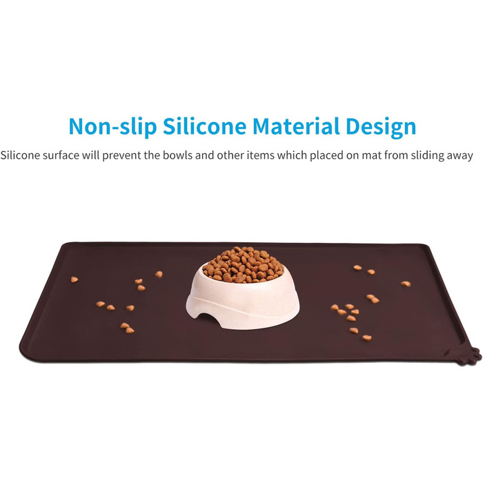 Силіконовий килимок для годування собак та котів AUDWUD, водонепроникний, антиковзкий, 61x41 см, темно-коричневий