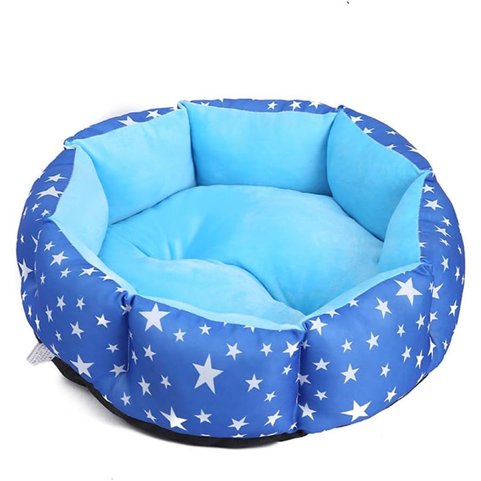 Кругле ліжко для собак та котів, плюшеве, з бавовни PP, для великих та маленьких тварин (L, сірі зірки)
