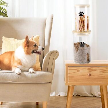 Набір контейнерів для ласощів для собак та котів Geyecete (4L+2L) з дерев'яною кришкою