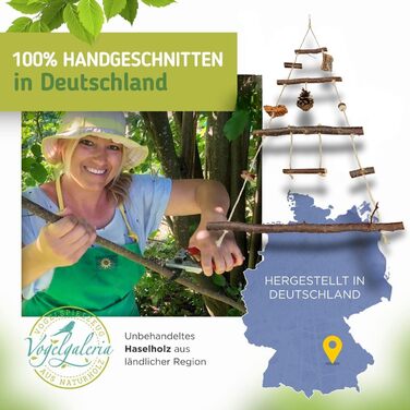 Ігровий майданчик для птахів Vogelgaleria® з натурального дерева | Гойдалка для хвилястих попугаїв | Іграшка для маленьких папуг | Іграшка для корелл | Підвісний ігровий майданчик для хвилястих попугаїв