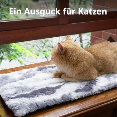 Кішка ліжко для вікна Petace, самонагріваюче, 90x28 см, сіре, м'який знімний чохол