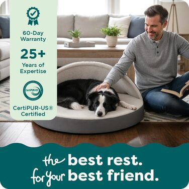 Ортопедичне ліжко для собак Furhaven великих порід, кругле, знімний та пральний чохол, до 36,3 кг, Sherpa & Wildleder Snuggery, сірий, 111,8 см, 112 x 112 x 8 см, з ортопедичної піни