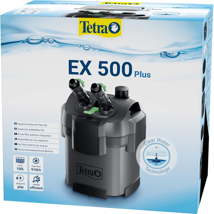 Зовнішній фільтр Tetra EX 500 Plus для акваріумів до 100 л, потужний фільтр для кришталево чистої води
