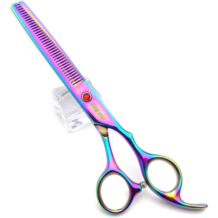 Професійний набір для стрижки тварин, 17.8 см, титан, різнокольоровий (радужний), прямий, поступово тоншаючий, вигнутий, 4-частинний набір для догляду за собаками (радужний)