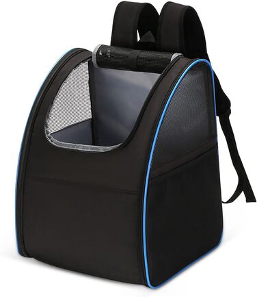 Рюкзак для тварин Allsopets: складаний рюкзак для котів та собак, дихаючий, знімний килимок. Ідеально для подорожей, прогулянок та хатніх потреб. (Чорний, Синій)