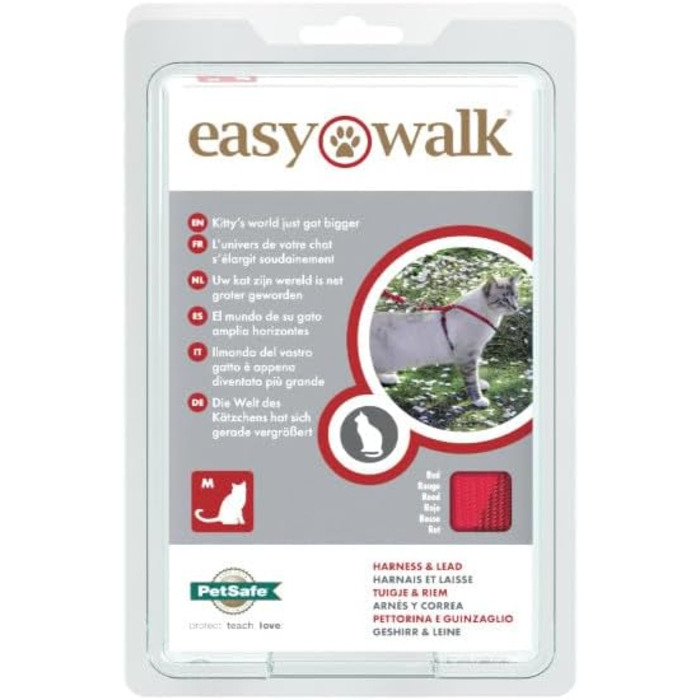 Шлейка для котів PetSafe Easy Walk, червона, розмір M, для прогулянок