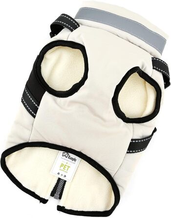 Тепла зимова куртка для собак маленьких порід (Yorkie, Chihuahua) з інтегрованим повідком, без рукавів, L кремового кольору