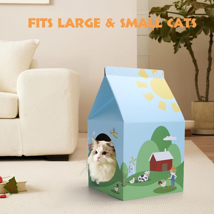 Nobleza: будиночок-кігтеточка для котів з картону та котячої м'яти. Легко збирається, ідеально для кігтів та ігор. (1 шт.)