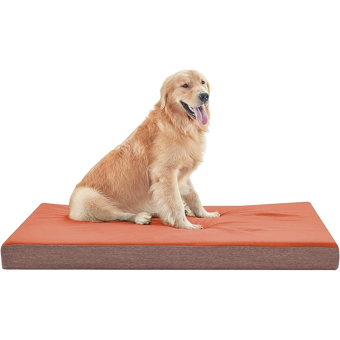 Ортопедичне ліжко для собак з гелевим шаром та піною з пам'яті, вологостійке, для великих та маленьких собак, знімний чохол, XL, помаранчеве