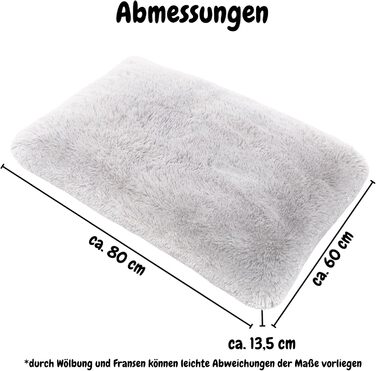 Petzy Плюшевий Ліжко для Собаки 80x60x14 см, М'яке та Пратися, Для Великих, Середніх і Малих Песів, Багатофункціональний Товстий Килимок, Зручна Подушка для Собак і Котів, Світло-сірий, Розмір M