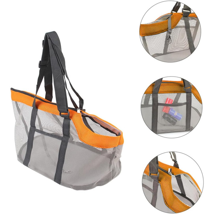 Транспортна сумка для тварин Cosmevivi XXL, нейлон, помаранчевий, 44x25 см, з сіткою для собак, котів та цуценят, для подорожей та кемпінгу