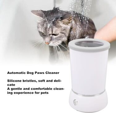 Автоматичний мийник лап для собак Asixxsix, портативний, акумуляторний, з м'якою силіконовою щіткою, для дому та подорожей, білий