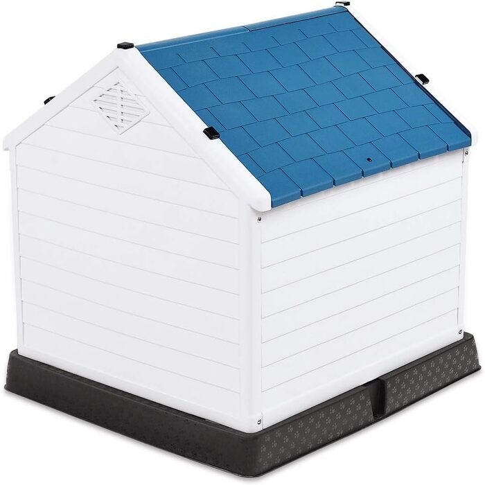 Будка для собак DREAMADE з пластику, вологостійка, для внутрішнього та зовнішнього використання, з піднятою платформою