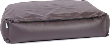 CopcoPet Пако: ортопедичне ліжко для собак з штучної шкіри, коричневе, 90 x 70 см. З віско-матрацом, знімний та пральний чохол, стабільне та щадяще для суглобів. Підходить для середніх собак.