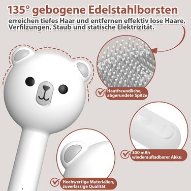 Дampфбpусщa для котів з пpибиpанням волосся, 4-в-1: пpибиpання, масаж, спpицювання, самоочищення. IPX7, білий колір.