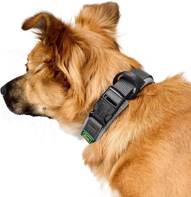 Нашийник для собак Hunter Maldon сірий, розмір L: дихаючий сітчастий, міцний нейлон, безшумний, гіпоалергенний, з запобіжником затягування, адресник, легкий