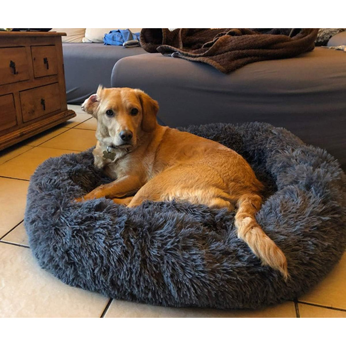 Ортопедичне ліжко для собак великих порід, XL, плюшеве, 110/120 см, з подушкою, миється