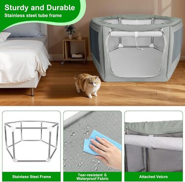 Клітка-вольєр для собак та котів Makerfire 94x81.3 см, вольєр для цуценят з воротами, стабільний та безпечний, для дому та вулиці