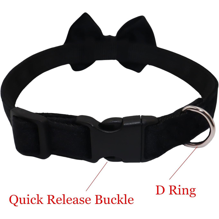 Нашийник для собак Vioett (L, Чорний) з фіксуючим тросом, м'яка оксамитова тканина, для великих собак