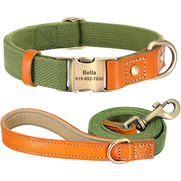 Персоналізоване обіднє повідко-лінія для собак з нейлону, шкіра, аксесуари для тварин, синій (L, зелений)